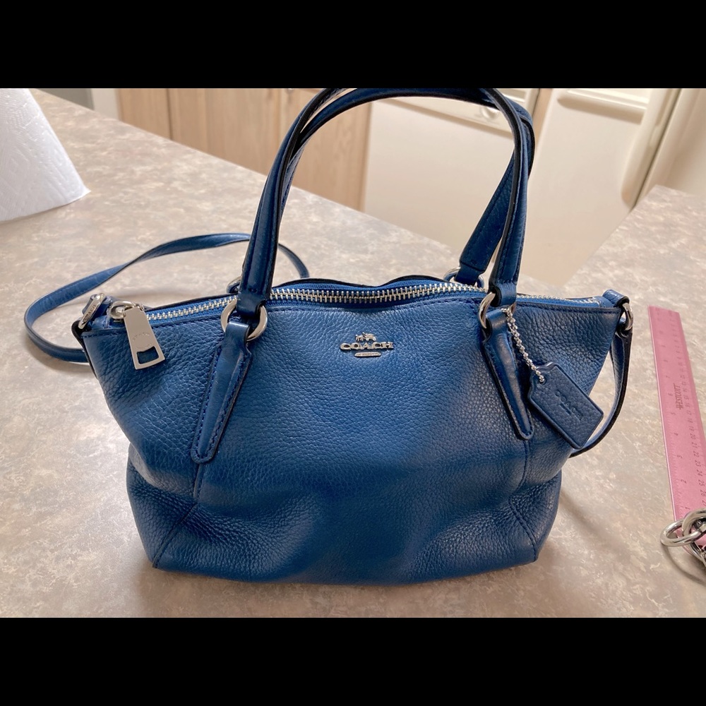 Coach Blue soft leather crossbody purse.